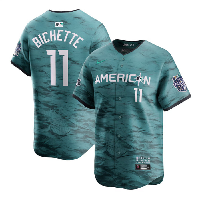 Men's Toronto Blue Jays #11 Bo Bichette Teal 2023 All-Star Cool Base Stitched Jersey