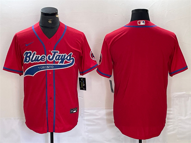 Men's Toronto Blue Jays Blank Red Cool Base Stitched Baseball Jersey