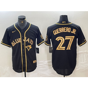 MLB Blue Jays 27 Vladimir Guerrero Jr. Black Gold Nike Cool Base Men Jersey