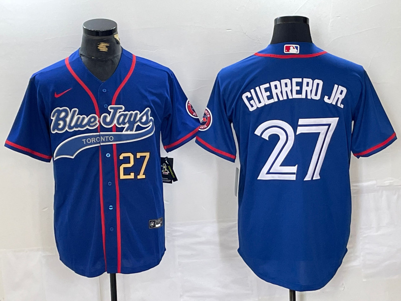 Men's Toronto Blue Jays #27 Vladimir Guerrero Jr. Royal Cool Base Stitched Baseball Jersey 3