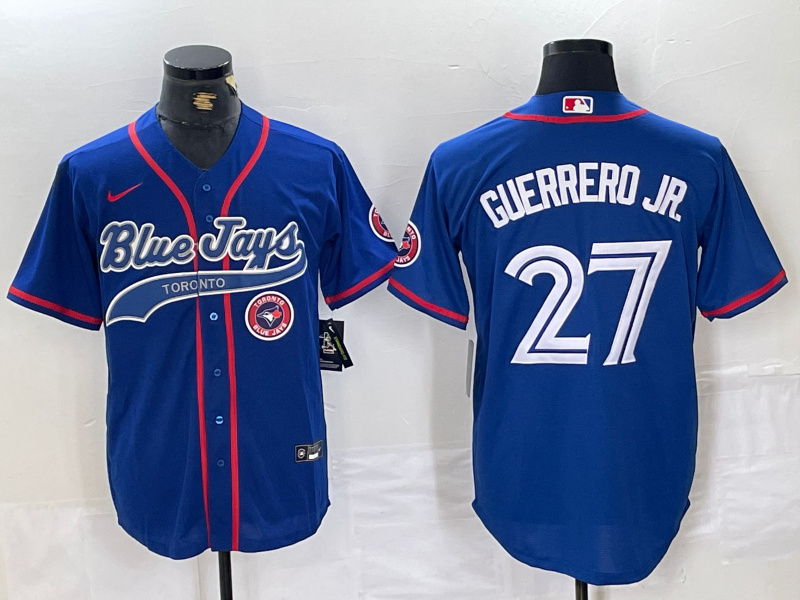 Men's Toronto Blue Jays #27 Vladimir Guerrero Jr. Royal Cool Base Stitched Baseball Jersey 2