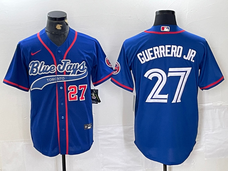 Men's Toronto Blue Jays #27 Vladimir Guerrero Jr. Royal Cool Base Stitched Baseball Jersey 1