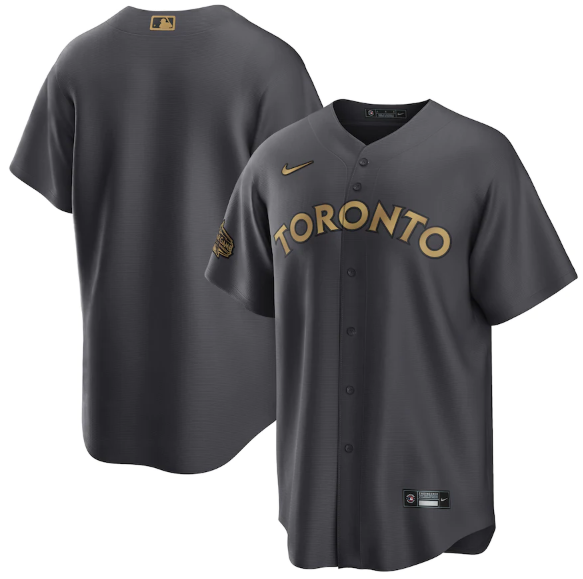 Men's Toronto Blue Jays Blank 2022 All-Star Charcoal Cool Base Stitched Baseball Jersey