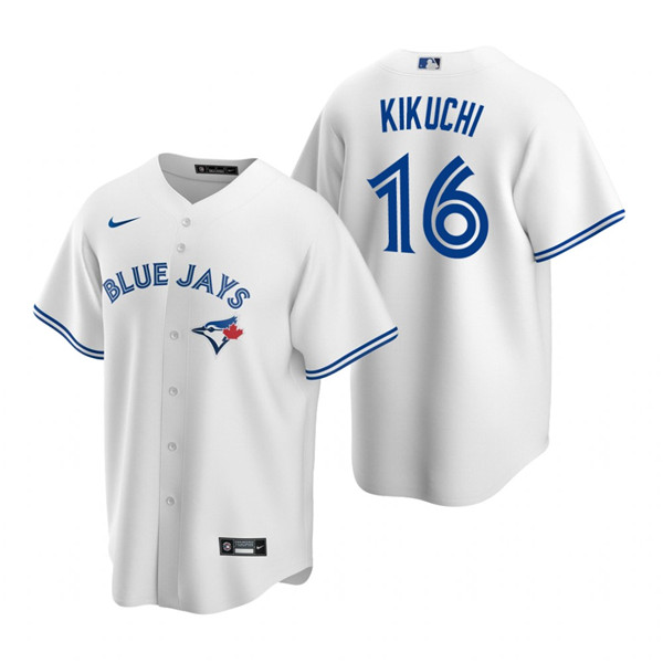 Men's Toronto Blue Jays #16 Yusei Kikuchi White Cool Base Stitched Jersey