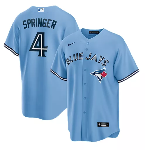 Men's Toronto Blue Jays #4 George Springer Light Blue Cool Base Stitched Jersey