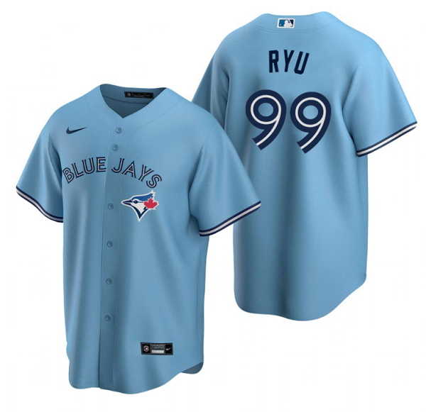 Men's Toronto Blue Jays #99 Hyun-Jin Ryu Blue Cool Base Stitched Jersey