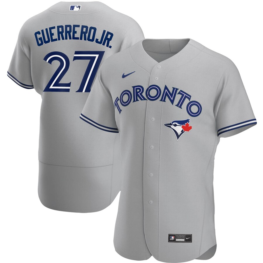 Toronto Blue Jays #27 Vladimir Guerrero Jr. Men's Nike Gray Road 2020 Authentic Player MLB Jersey