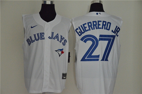 Blue Jays 27 Vladimir Guerrero Jr. White Nike Cool Base Sleeveless Jersey