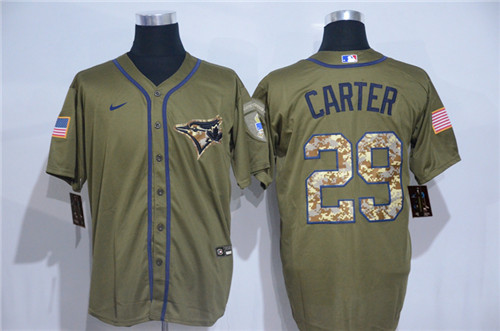 Blue Jays 29 Joe Carter Olive 2020 Nike Cool Base Jersey