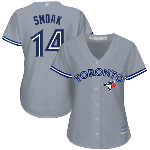 Blue Jays #14 Justin Smoak Grey Road Women's Stitched Baseball Jersey