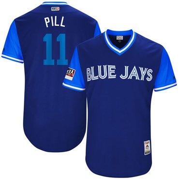 Blue Jays #11 Kevin Pillar Light Blue Pill Players Weekend Authentic Stitched MLB Jersey