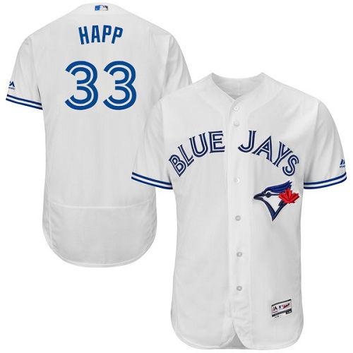 Blue Jays #33 J.A. Happ White Flexbase Authentic Collection Stitched Baseball Jersey