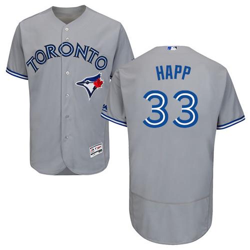 Blue Jays #33 J.A. Happ Grey Flexbase Authentic Collection Stitched Baseball Jersey