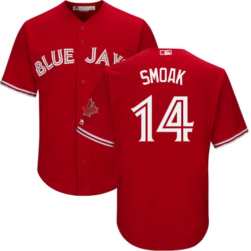 Blue Jays #14 Justin Smoak Red New Cool Base Canada Day Stitched Baseball Jersey