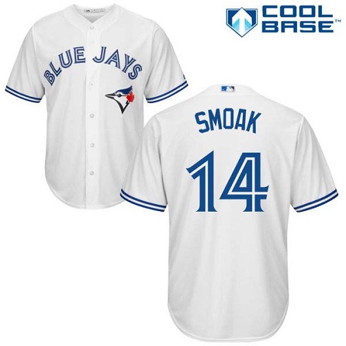 Blue Jays #14 Justin Smoak White New Cool Base Stitched Baseball Jersey