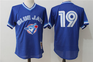 Blue Jays 19 Jose Bautista Blue Cooperstown Collection Mesh Batting Practice Jersey