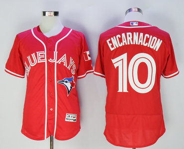 Blue Jays 10 Edwin Encarnacion Red Alternate Flexbase Jersey