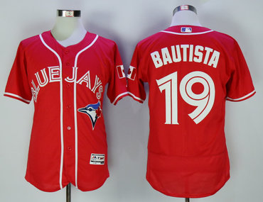 Blue Jays 19 Jose Bautista Red Alternate Flexbase Jersey