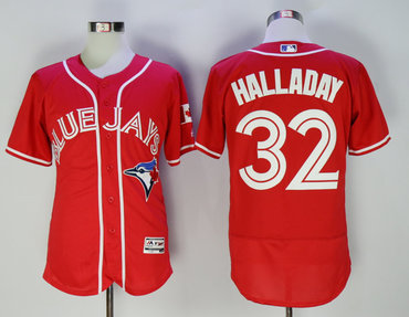 Blue Jays 32 Roy Halladay Red Alternate Flexbase Jersey