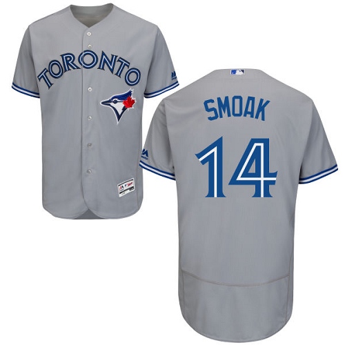 Blue Jays #14 Justin Smoak Grey Flexbase Authentic Collection Stitched MLB Jersey