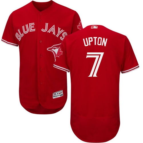 Blue Jays #7 B.J. Upton Red Flexbase Authentic Collection Canada Day Stitched MLB Jersey