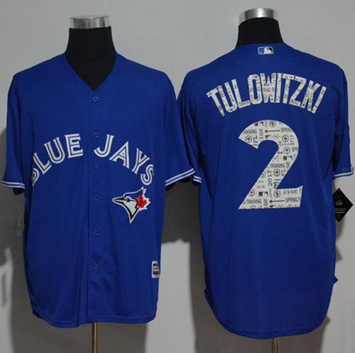 Blue Jays #2 Troy Tulowitzki Blue 2017 Spring Training Cool Base Stitched MLB Jersey