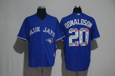 Blue Jays 20 Josh Donaldson Blue Team Logo Print Cool Base Jersey