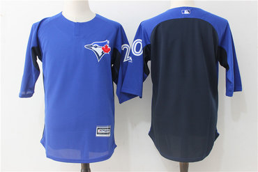 Blue Jays 20 Josh Donaldson Royal Navy Authentic Collection On-Field Sleeve Batting Practice Jersey