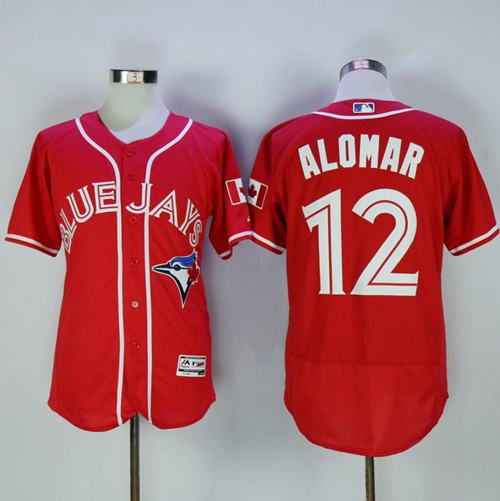 Blue Jays #12 Roberto Alomar Red Flexbase Authentic Collection Canada Day Stitched MLB Jersey