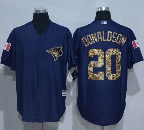 Blue Jays #20 Josh Donaldson Denim Blue Salute to Service Stitched MLB Jersey