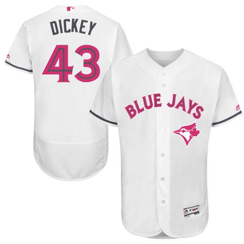 Blue Jays #43 R.A. Dickey White Flexbase Authentic Collection 2016 Mother's Day Stitched MLB Jersey