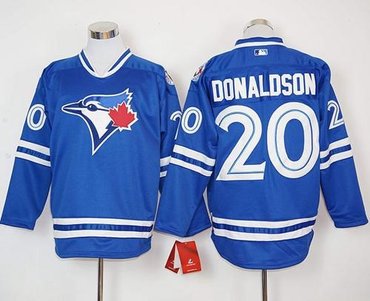 Toronto Blue Jays #20 Josh Donaldson Blue Long Sleeve Stitched MLB Jersey