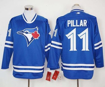 Toronto Blue Jays #11 Kevin Pillar Blue Long Sleeve Stitched MLB Jersey