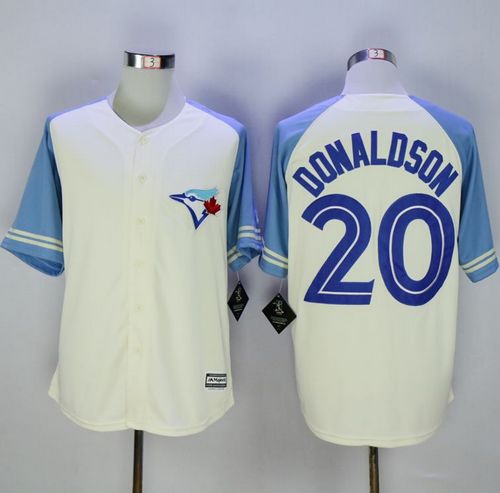 Blue Jays #20 Josh Donaldson Cream Blue Exclusive New Cool Base Stitched MLB Jersey