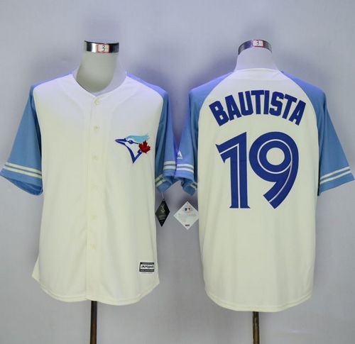 Blue Jays #19 Jose Bautista Cream Blue Exclusive New Cool Base Stitched MLB Jersey