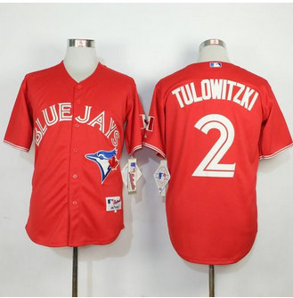 Toronto Blue Jays #2 Troy Tulowitzki Red Canada Day Stitched Baseball Jersey