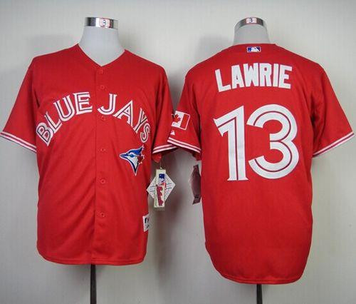 Toronto Blue Jays #13 Brett Lawrie Red Canada Day Stitched Baseball Jersey