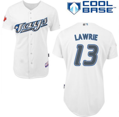 Toronto Blue Jay #13 Brett Lawrie White Cool Base Stitched Baseball Jersey