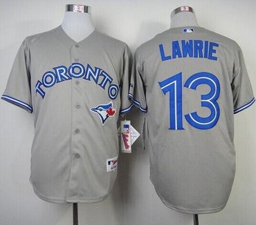 Toronto Blue Jays #13 Brett Lawrie Grey Road Cool Base 2012 Stitched Baseball Jersey