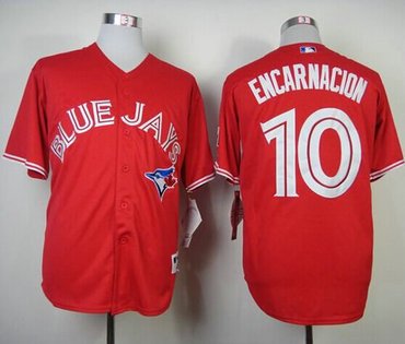 Toronto Blue Jays #10 Edwin Encarnacion Red Canada Day Baseball Jersey