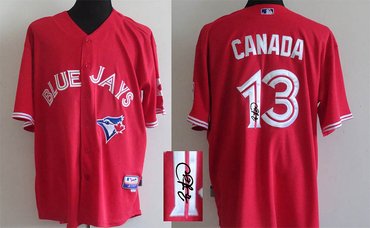 Toronto Blue Jays #13 Brett Lawrie Brett Lawrie Canada Day MLB Jerseys(Signed)