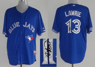 Toronto Blue Jays #13 Brett Lawrie Blue cool base MLB Jerseys(Signed)