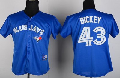 Women Toronto Blue Jays 43# DICKEY Blue MLB Jerseys