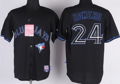 Toronto Blue Jays 24# Ricky Romero Black Fashion MLB Jerseys