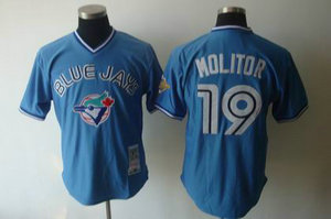 Toronto Blue Jays 19 Paul Molitor blue MitchellandNess Throwback Jerseys