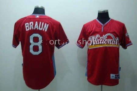 09 all star milwaukee brewers 8 ryan braun red jerseys