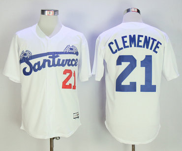 Puerto Rico Cangrejeros De Santurce 21 Roberto Clemente White Throwback Baseball Jersey