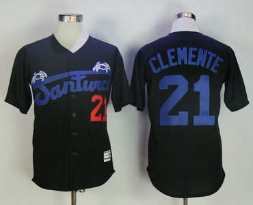 Puerto Rico Cangrejeros De Santurce 21 Roberto Clemente Black Throwback Baseball Jersey