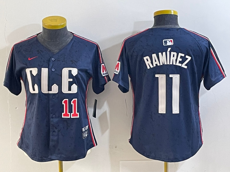 Women's Cleveland Guardians #11 José Ramírez Navy 2024 City Connect Limited Stitched Baseball Jersey 7