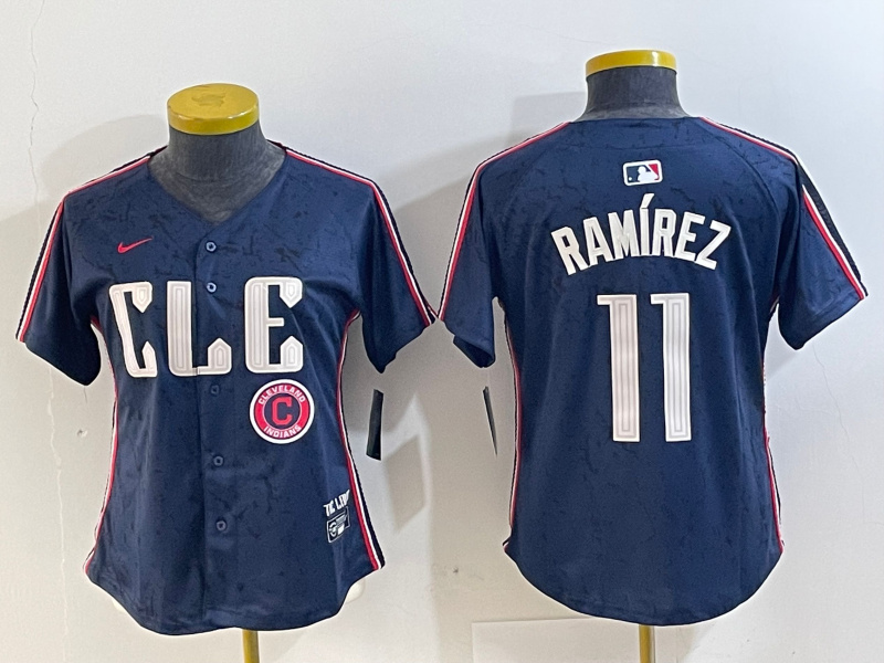 Women's Cleveland Guardians #11 José Ramírez Navy 2024 City Connect Limited Stitched Baseball Jersey 2